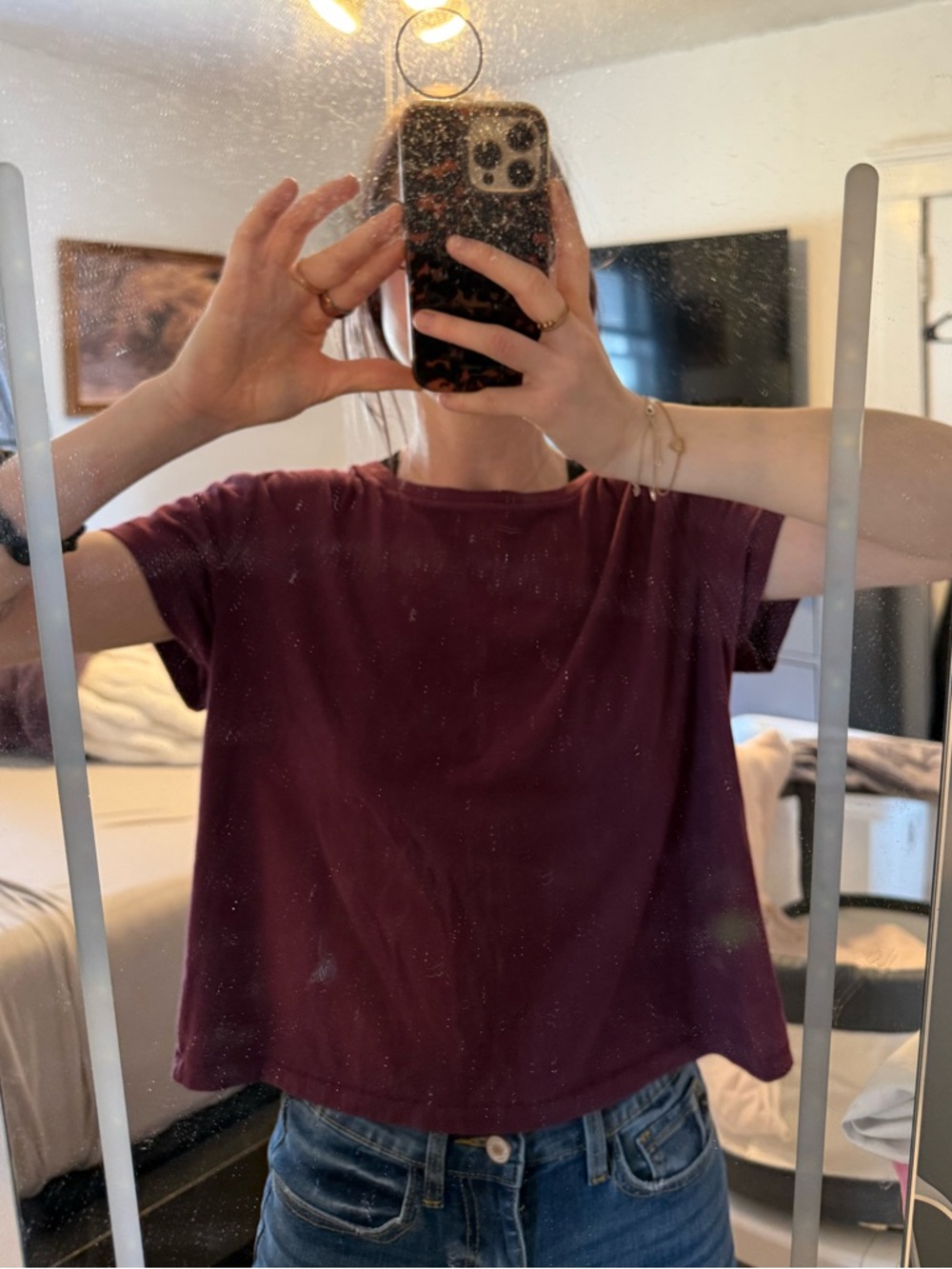 Universal Thread Women's Short Sleeve Crewneck Top - Burgundy - Picture 4 of 6